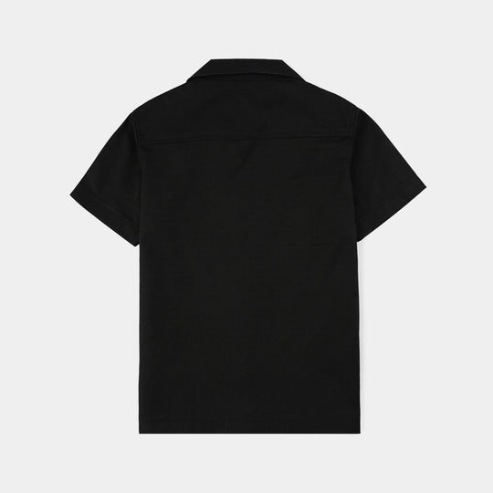 Boys Yarn Dyed Woven Suit - Black