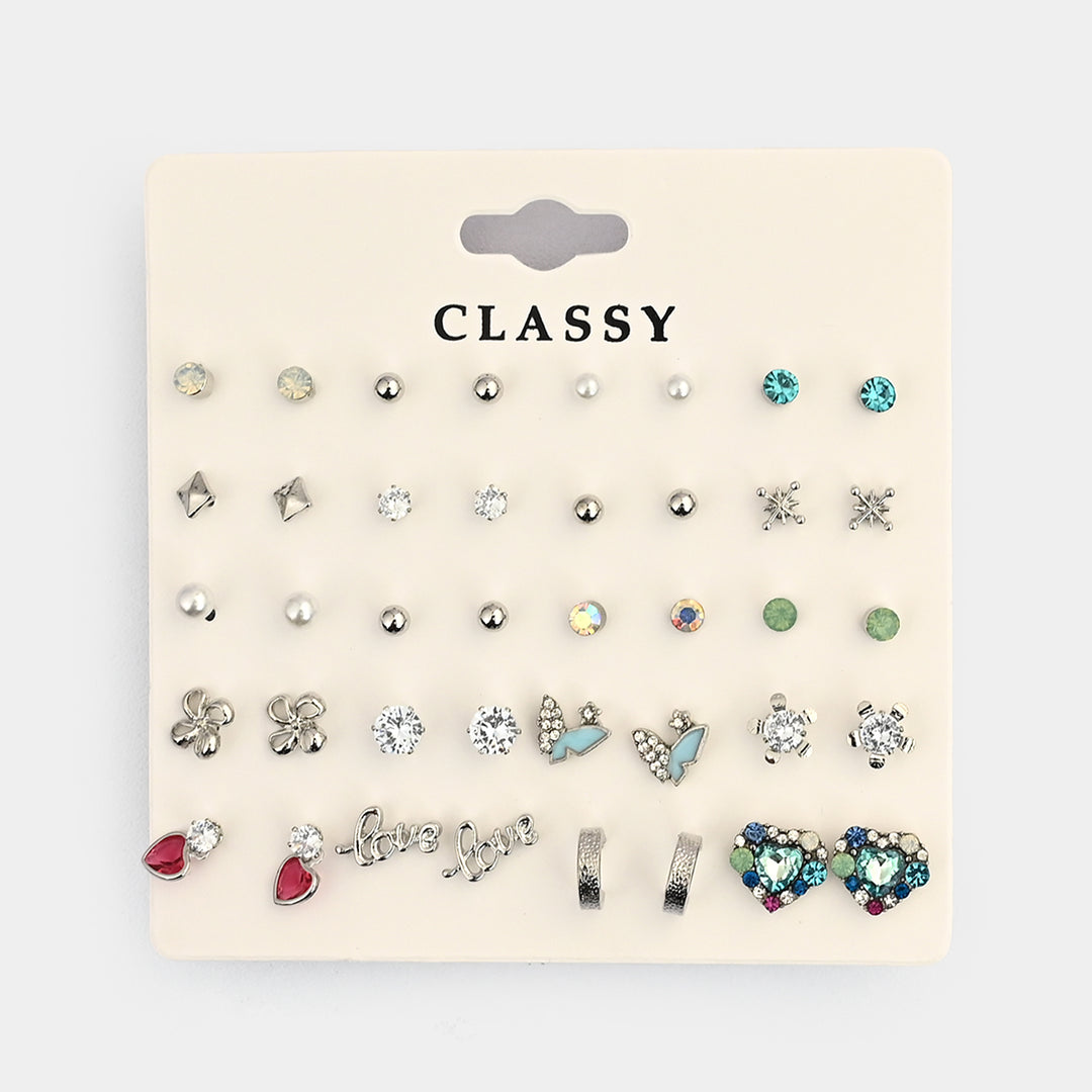 Assorted Earrings Studs / Tops Set (20 Pairs)