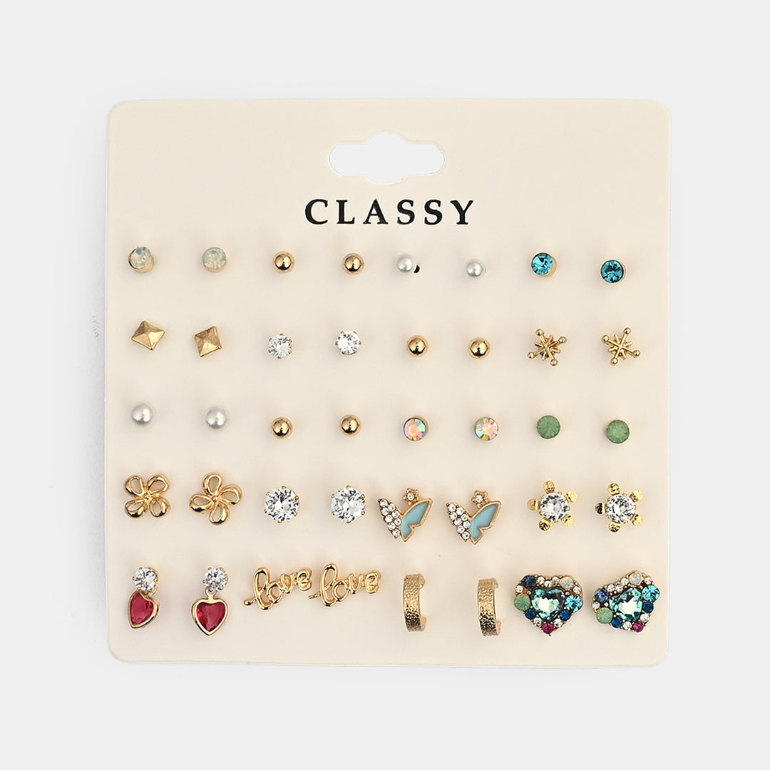 Assorted Earrings Studs / Tops Set (20 Pairs)