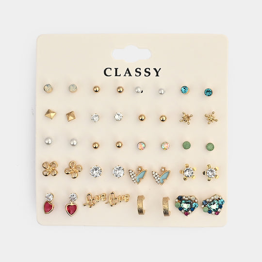 Assorted Earrings Studs / Tops Set (20 Pairs)