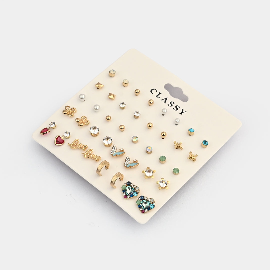 Assorted Earrings Studs / Tops Set (20 Pairs)