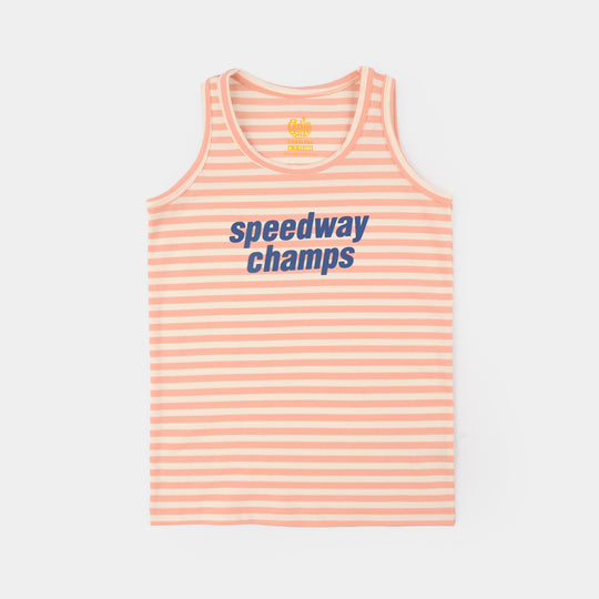 Boys Yarn Dyed Sando Speedway Champs-Rust