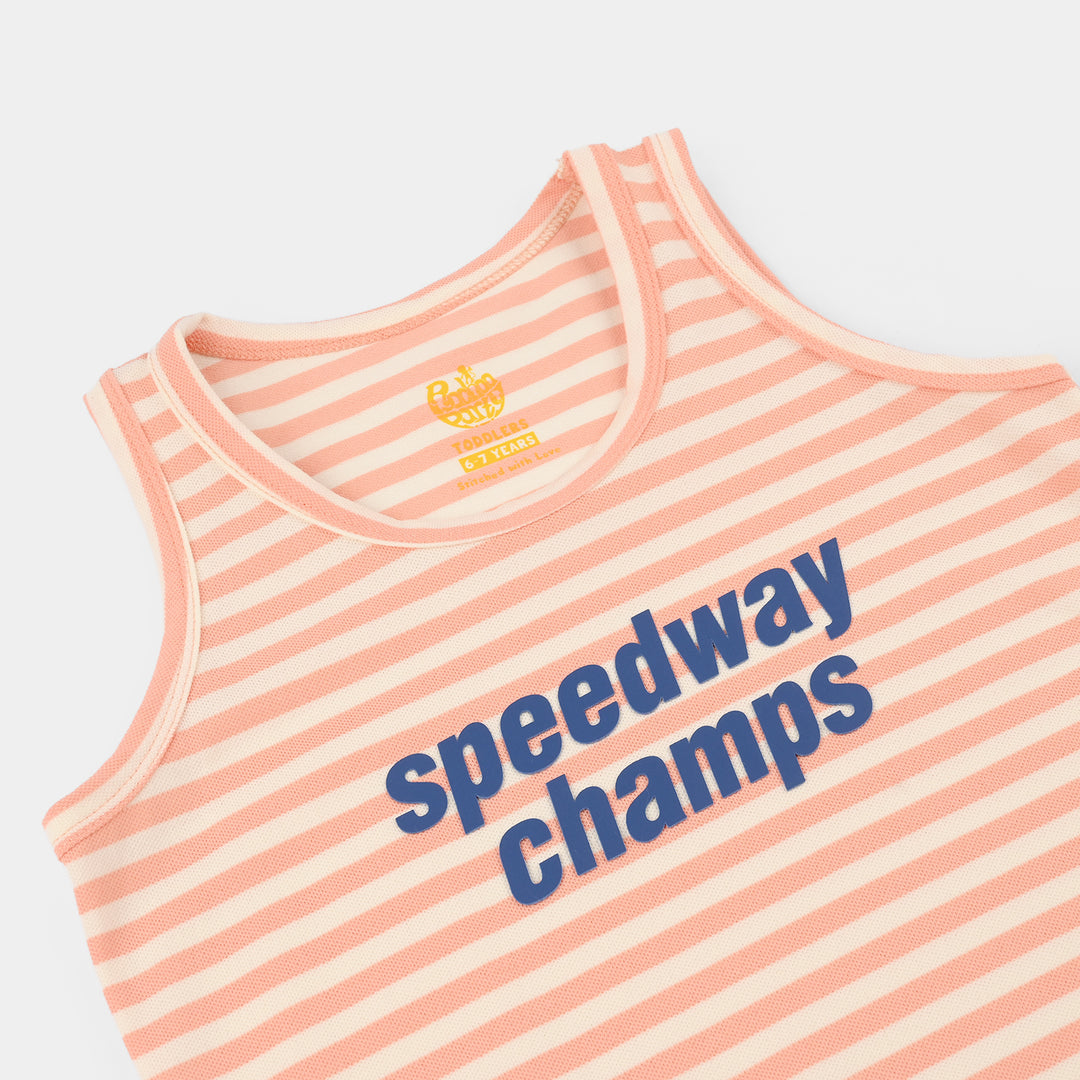 Boys Yarn Dyed Sando Speedway Champs-Rust