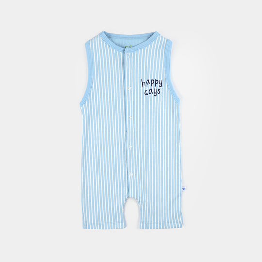 Infant Boys Cotton Interlock Romper (Happy Days) - Blue