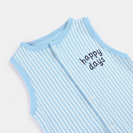 Infant Boys Cotton Interlock Romper (Happy Days) - Blue