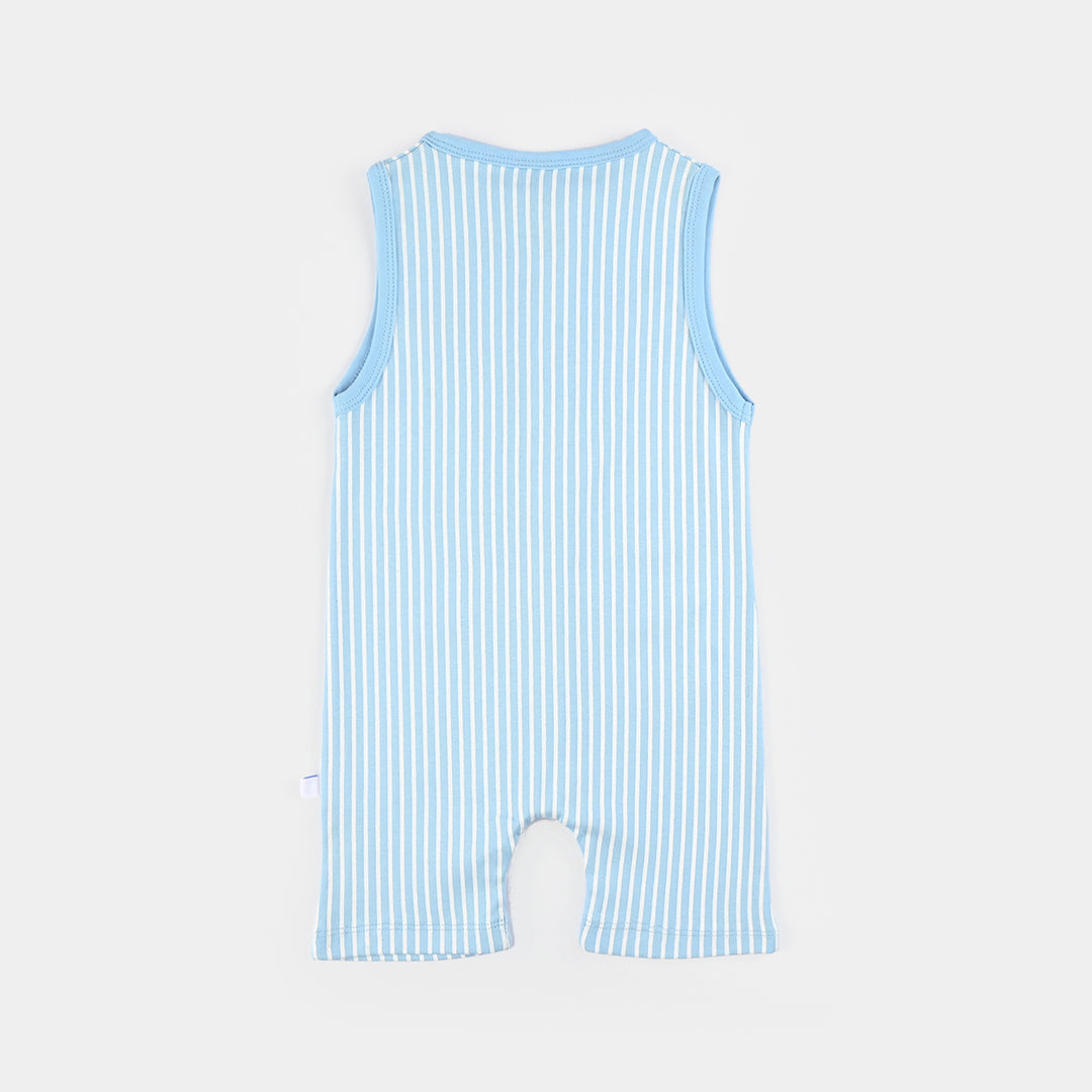 Infant Boys Cotton Interlock Romper (Happy Days) - Blue