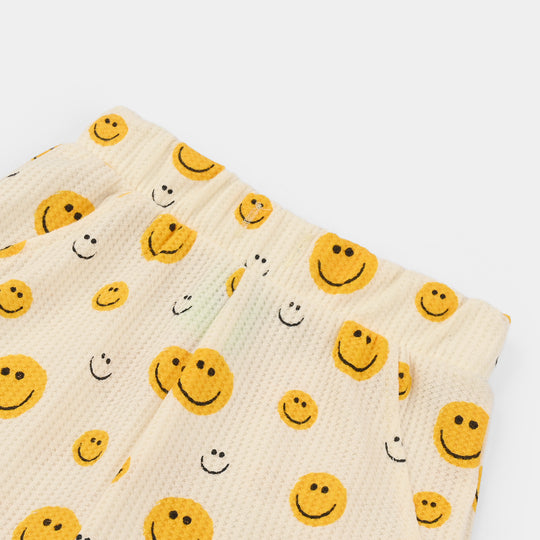Infant Boys Thermal Shorts (Smiley Face) - White