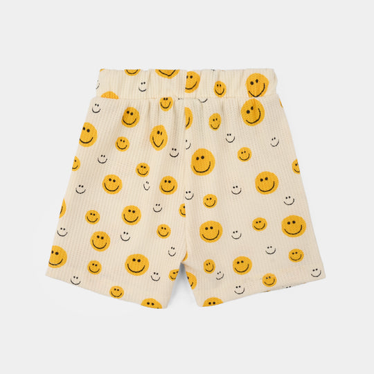 Infant Boys Thermal Shorts (Smiley Face) - White