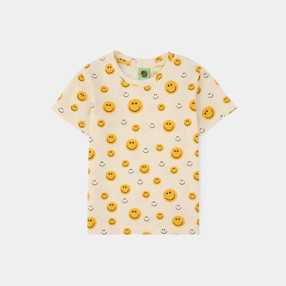 Infant Boys Thermal T-Shirt (Smiley Face) - White