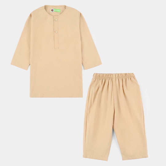 Infant Boys Poly Viscose Kurta Pajama - Beige
