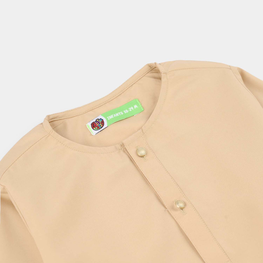 Infant Boys Poly Viscose Kurta Pajama - Beige
