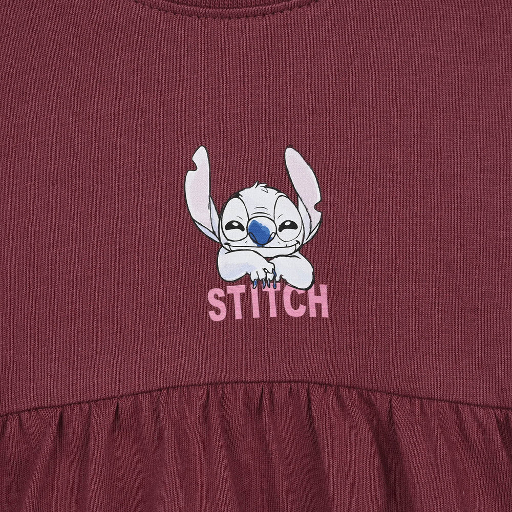 Girls Jersey/Terry Knitted Frock Stitch- Maroon