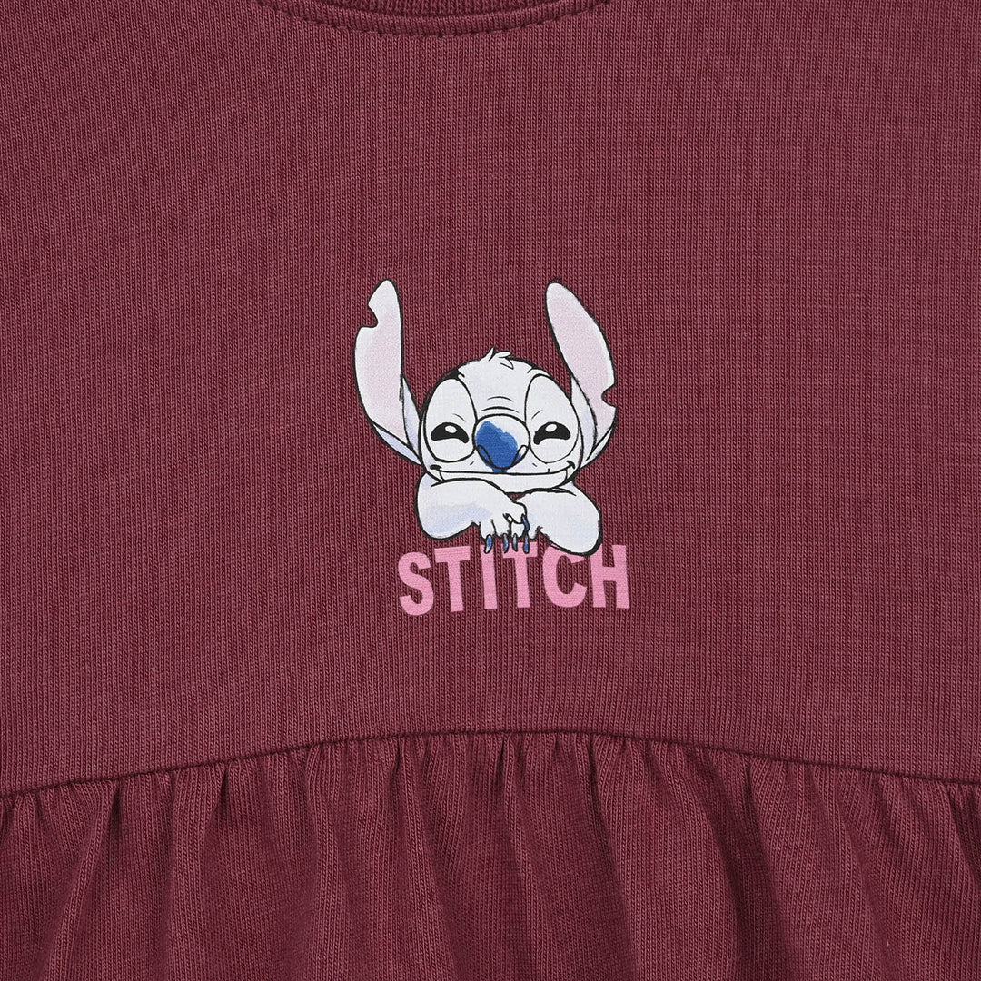 Girls Jersey/Terry Knitted Frock Stitch- Maroon