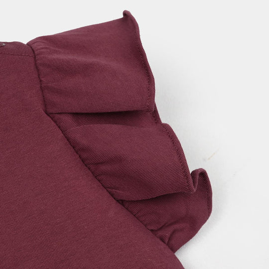 Girls Jersey/Terry Knitted Frock Stitch- Maroon