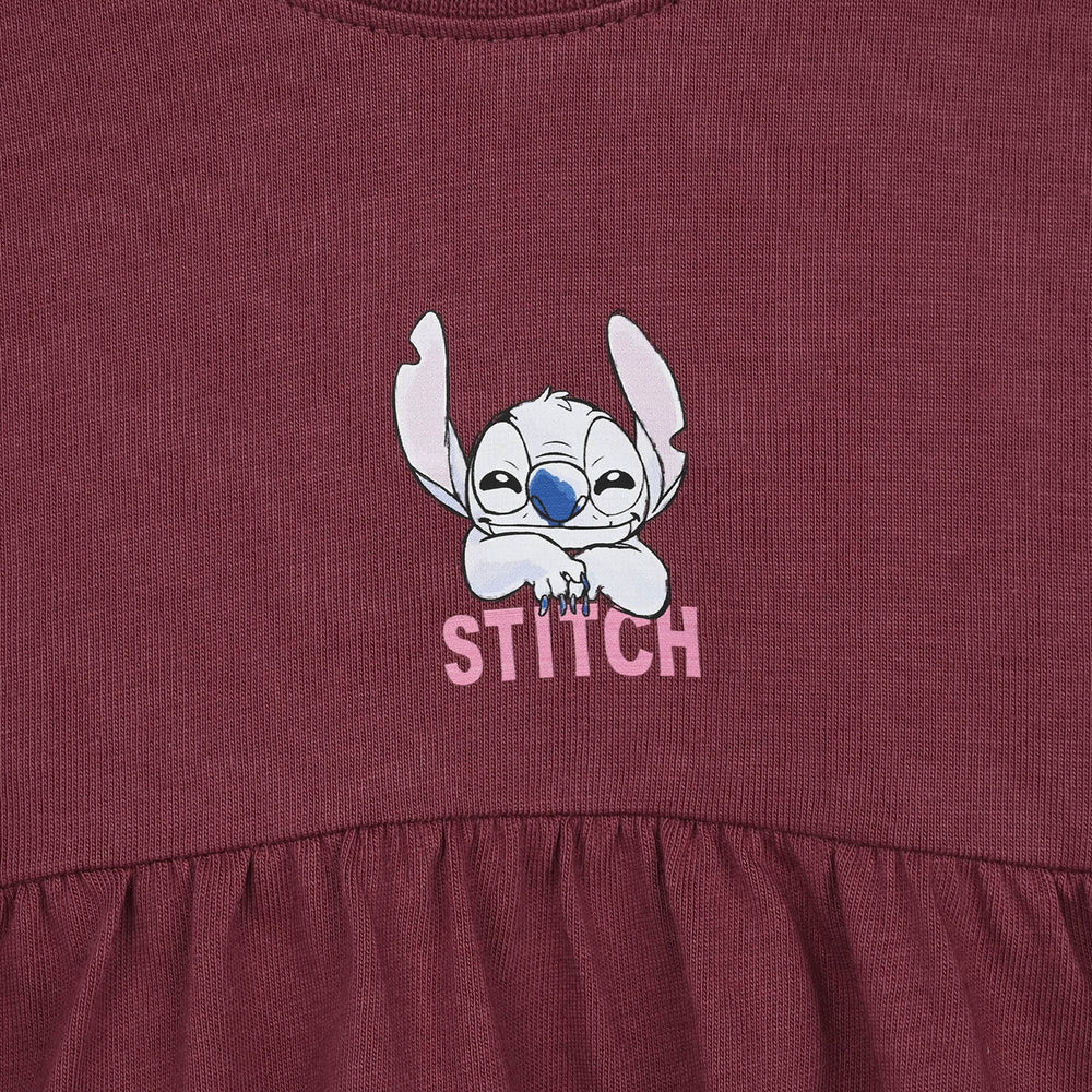 Infant Girls Jersey/Terry Knitted Frock Stitch- Maroon