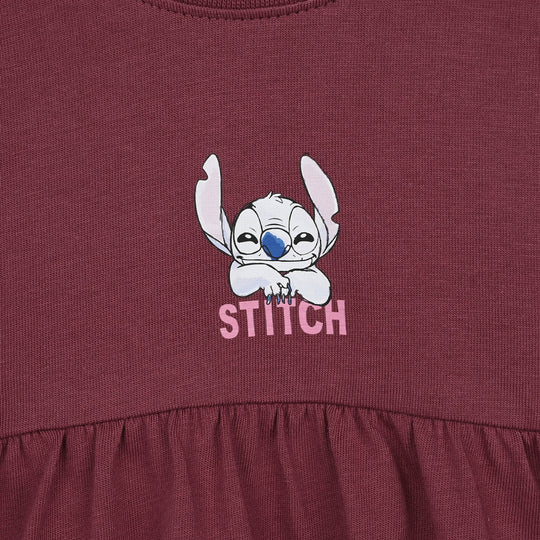 Infant Girls Jersey/Terry Knitted Frock Stitch- Maroon