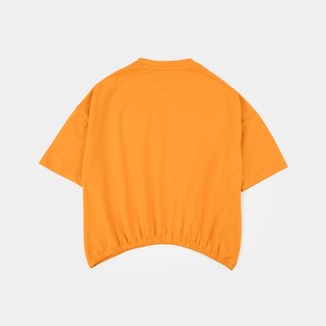 Girls Lycra Jersey T-Shirt (Dreams Happen) - Orange