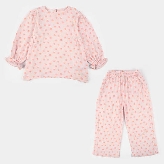 Teens Girls Gauze Co-Ord Set Orchid Pink - Baby Pink