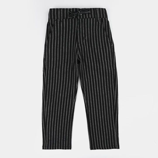 Boys Cotton Pants (Stripe) - Black