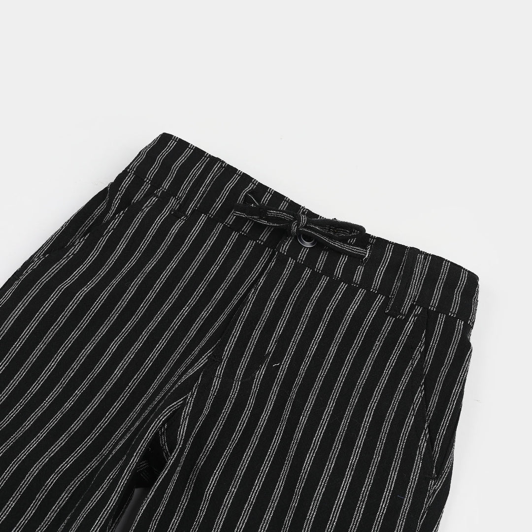 Boys Cotton Pants (Stripe) - Black