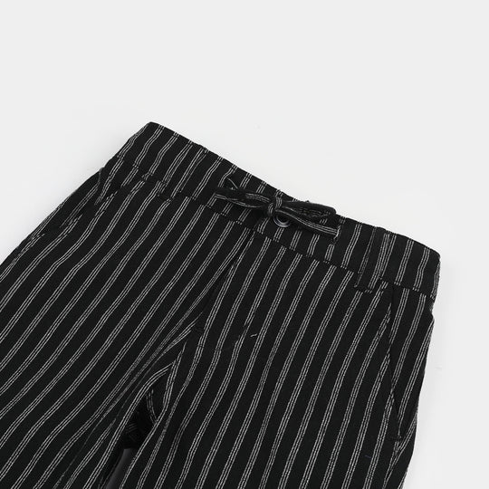 Boys Cotton Pants (Stripe) - Black