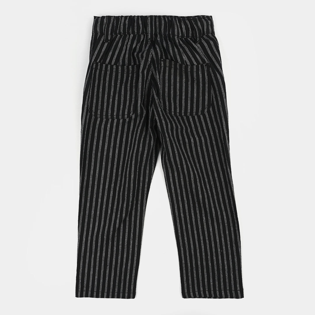 Boys Cotton Pants (Stripe) - Black