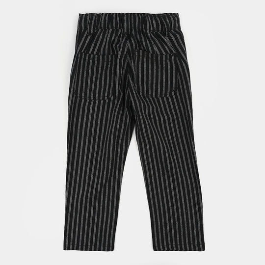 Boys Cotton Pants (Stripe) - Black