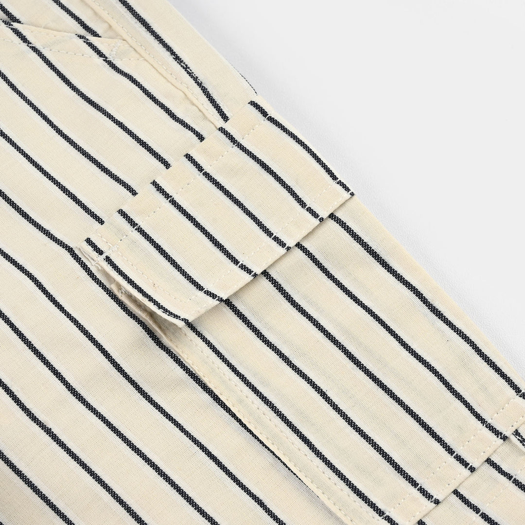 Boys Cotton Shorts (Endless Playtime) - Beige/Blue Stripes