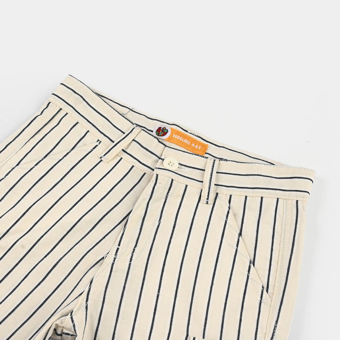 Boys Cotton Shorts (Endless Playtime) - Beige/Blue Stripes