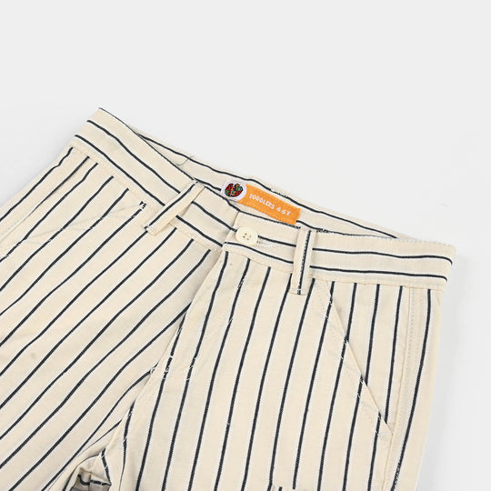 Boys Cotton Shorts (Endless Playtime) - Beige/Blue Stripes