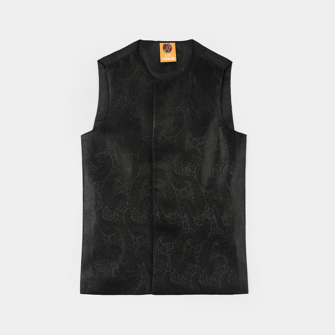 Boys Poly Viscose Waistcoat (Black Jamawar)