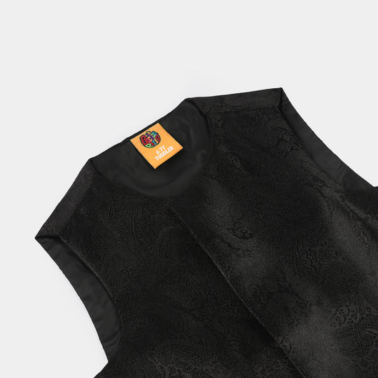 Boys Poly Viscose Waistcoat (Black Jamawar)