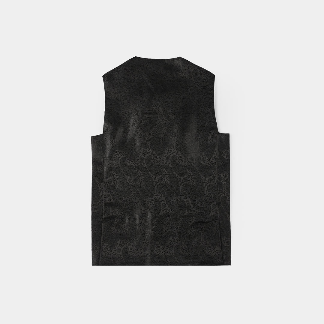 Infant Boys Waist Coat (Black Jamawar)-BLACK