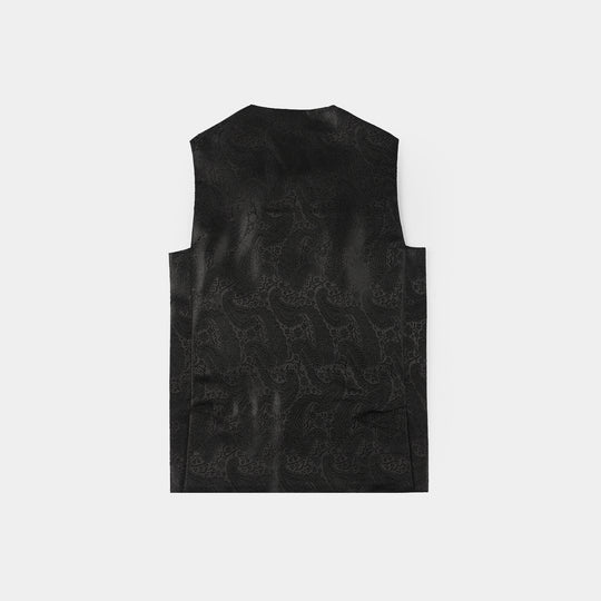 Infant Boys Waist Coat (Black Jamawar)-BLACK