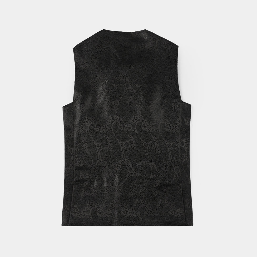 Boys Poly Viscose Waistcoat (Black Jamawar)