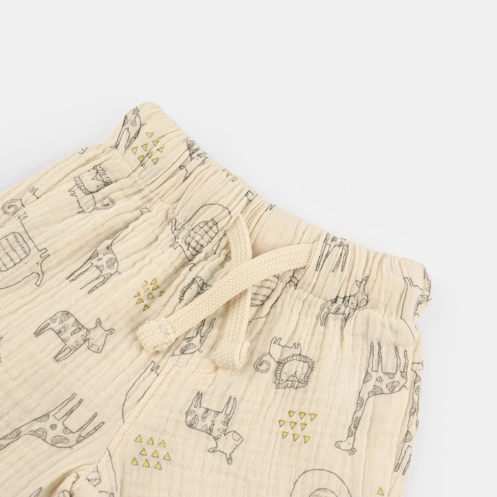 Infant Boys Gauze Shorts - Cream
