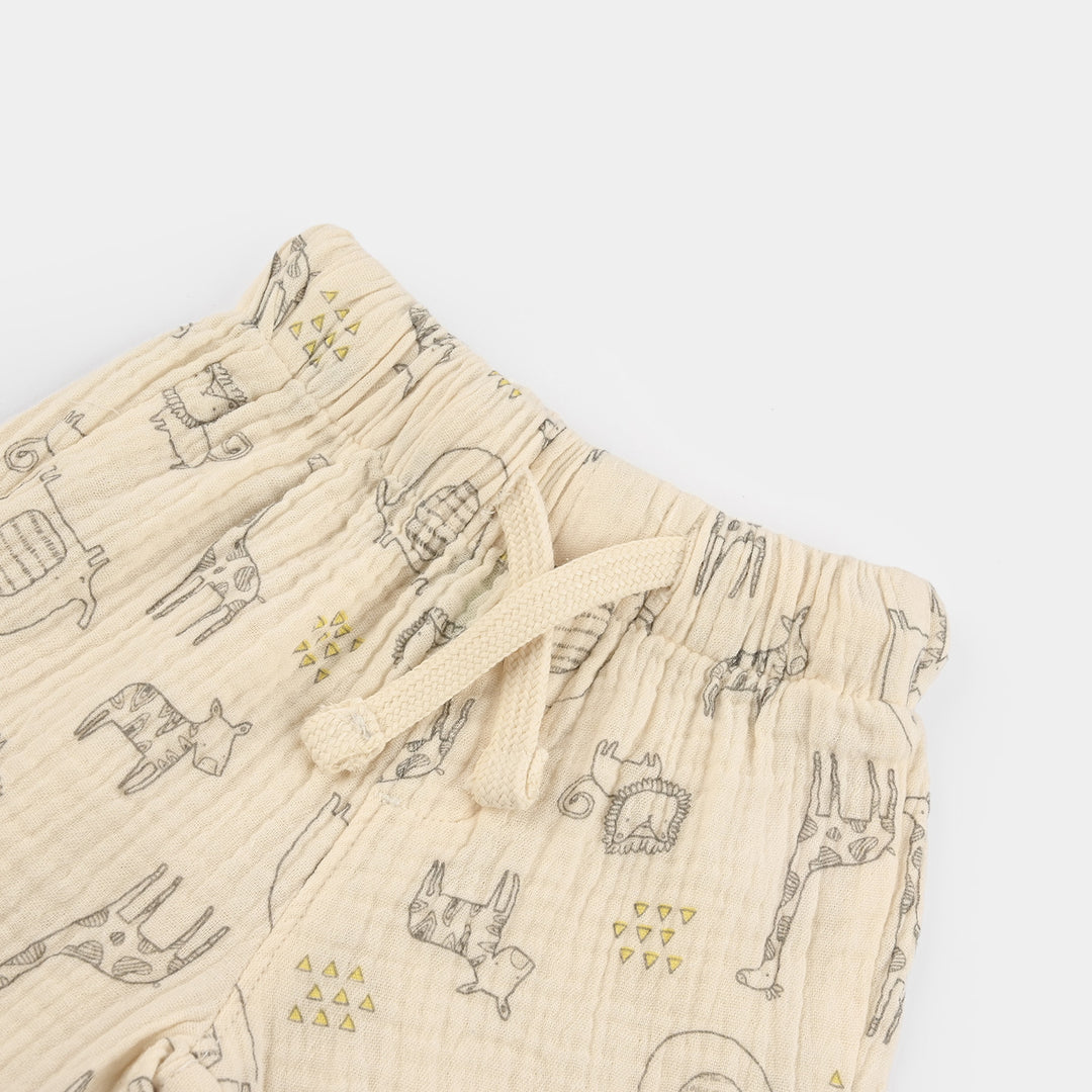 Infant Boys Gauze Shorts - Cream