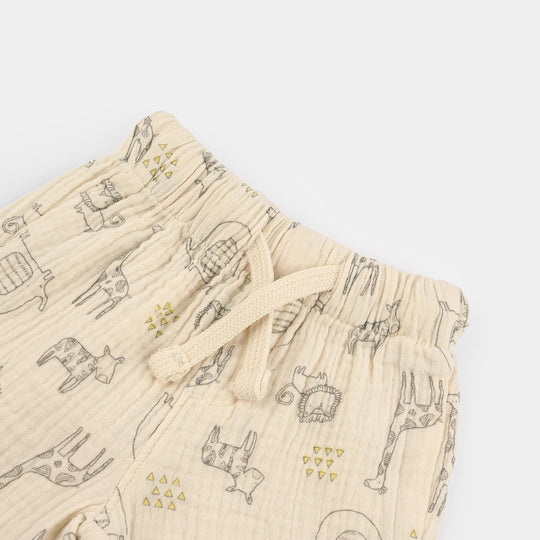 Infant Boys Gauze Shorts - Cream