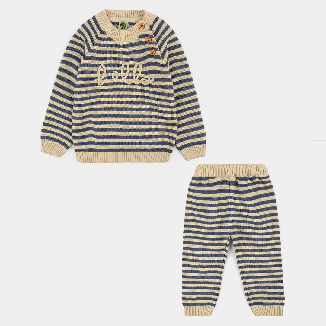 Infant Boys Acrylic Co-Ord Set-Happy-Off.White.Navy