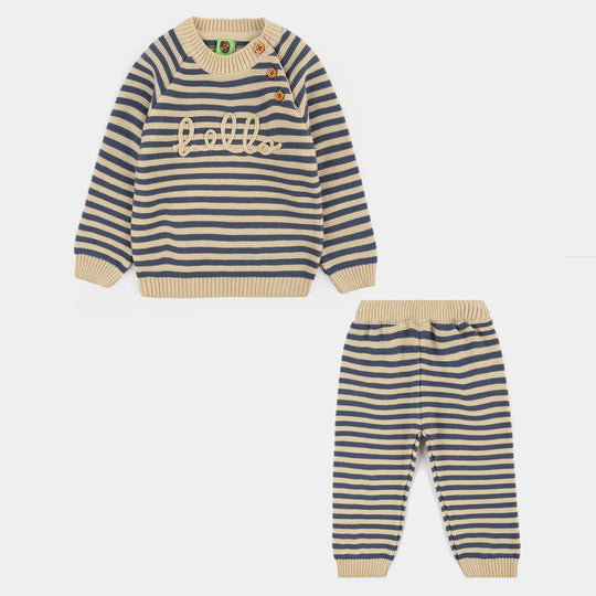 Infant Boys Acrylic Co-Ord Set-Happy-Off.White.Navy