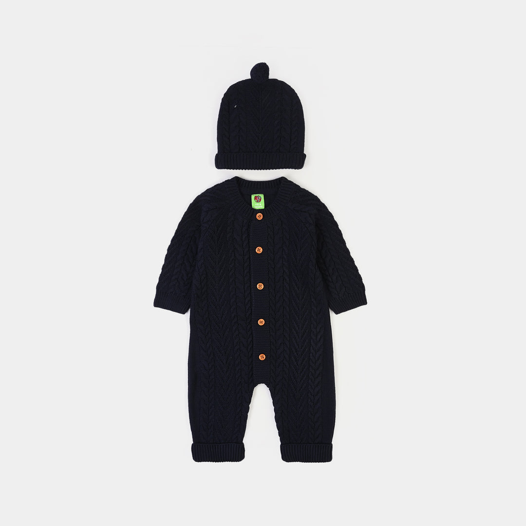Infant Boys Acrylic Romper-Cabling-NAVY