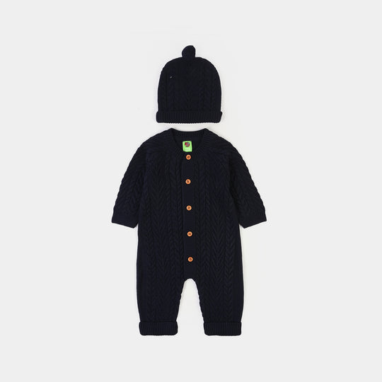 Infant Boys Acrylic Romper-Cabling-NAVY