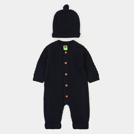 Infant Boys Acrylic Romper-Cabling-NAVY