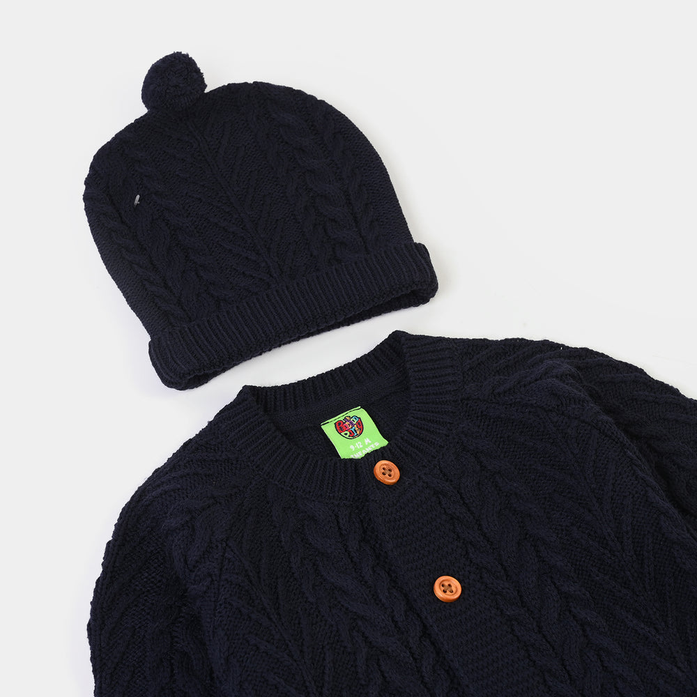 Infant Boys Acrylic Romper-Cabling-NAVY