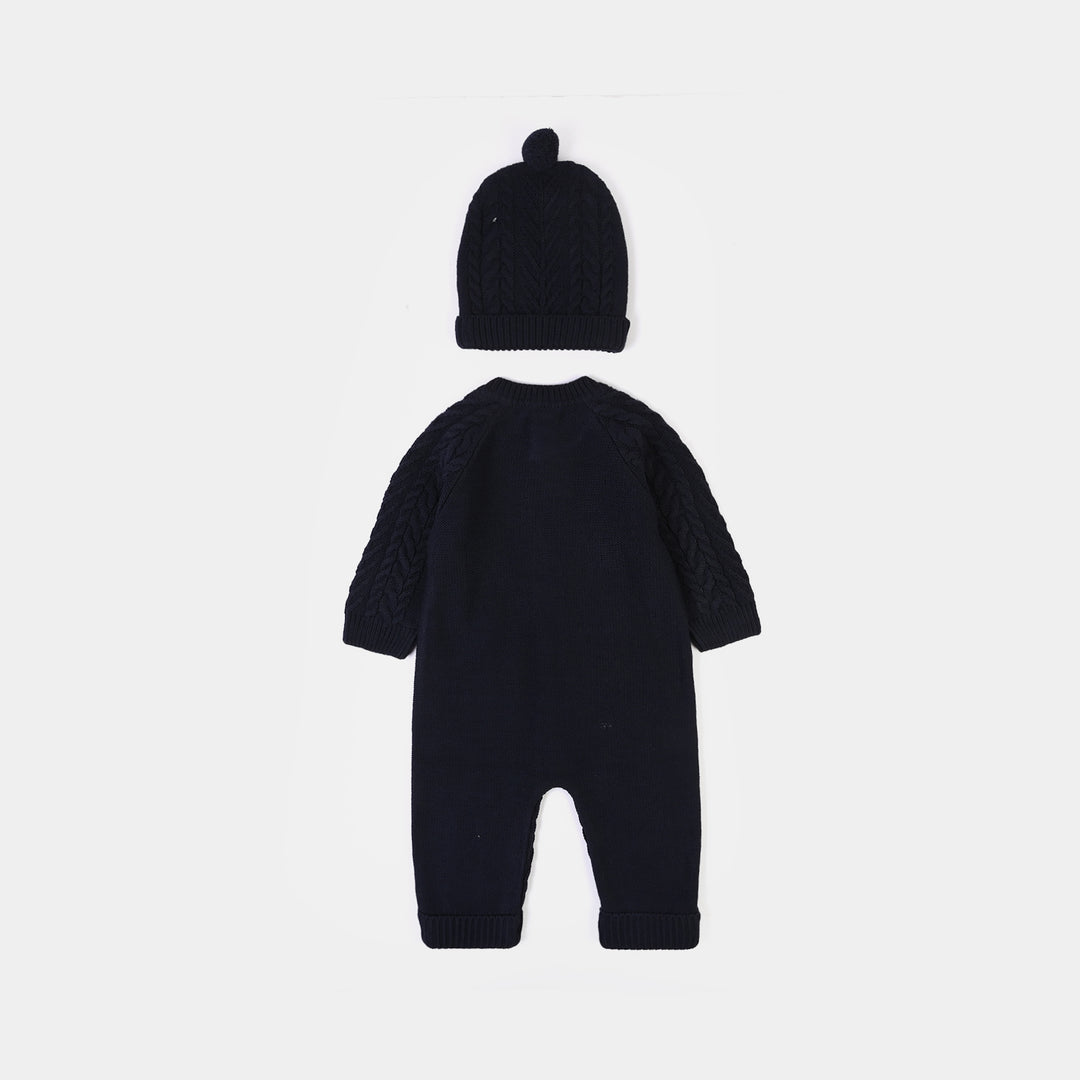 Infant Boys Acrylic Romper-Cabling-NAVY