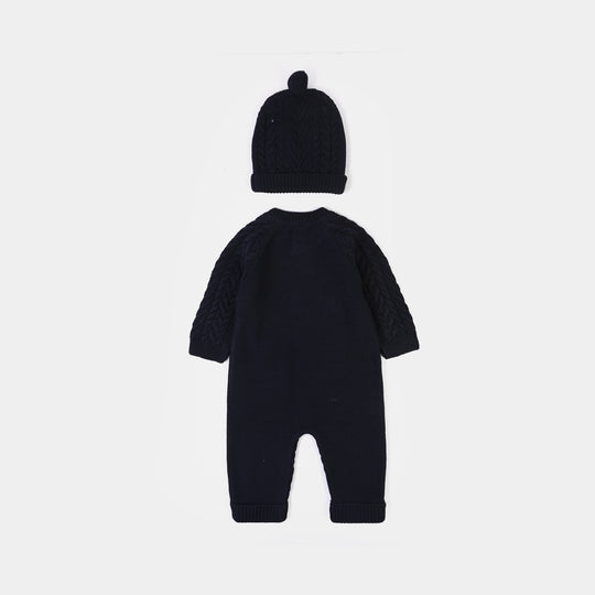 Infant Boys Acrylic Romper-Cabling-NAVY