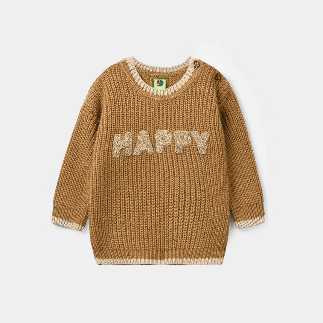 Infant Boys Acrylic Sweater-Happy-Mustard