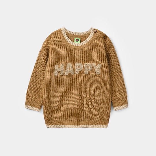 Infant Boys Acrylic Sweater-Happy-Mustard
