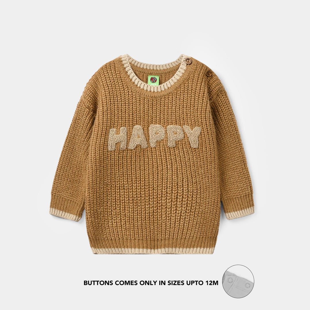 Infant Boys Acrylic Sweater-Happy-Mustard