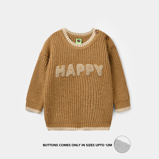 Infant Boys Acrylic Sweater-Happy-Mustard